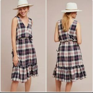 Isabella Sinclair via Anthropologie Dickens Plaid Pullover Midi Dress Sz Small